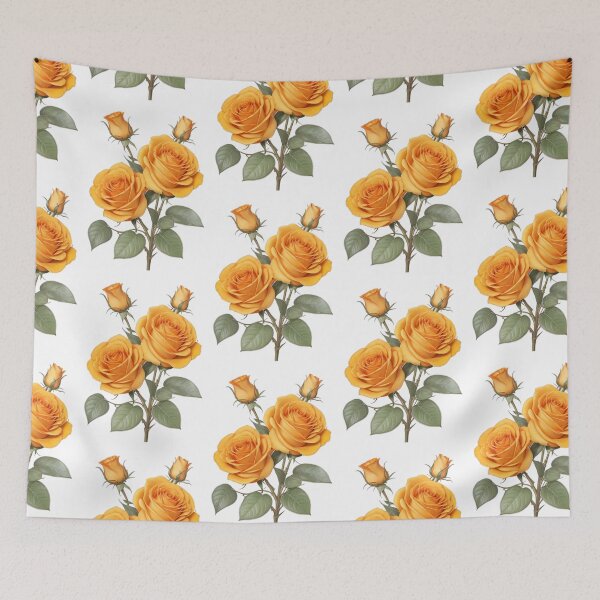 Item preview, 2 orange Hybrid tea roses with buds and sliver green leaves. designed and sold by Debsgiftware Ward.