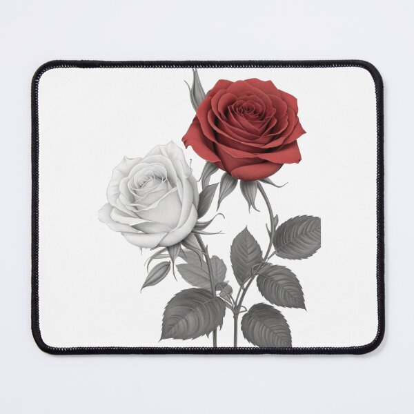 Item preview, 1 red and 1 white Hybrid tea roses and sliver green leaves. designed and sold by Debsgiftware Ward.