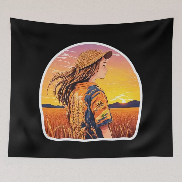 Item preview, Young Girl Watching Sunset over Wheat Field designed and sold by Ridiculam Toga.