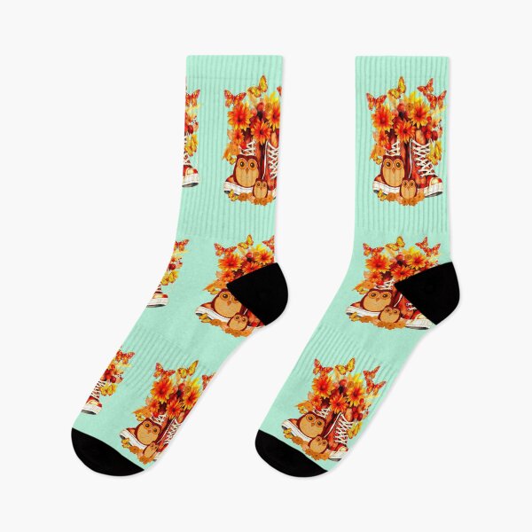 Item preview, Sneakers filled with flowers, two little owls and butterflies, fantasy magic designed and sold by LoneAngel.