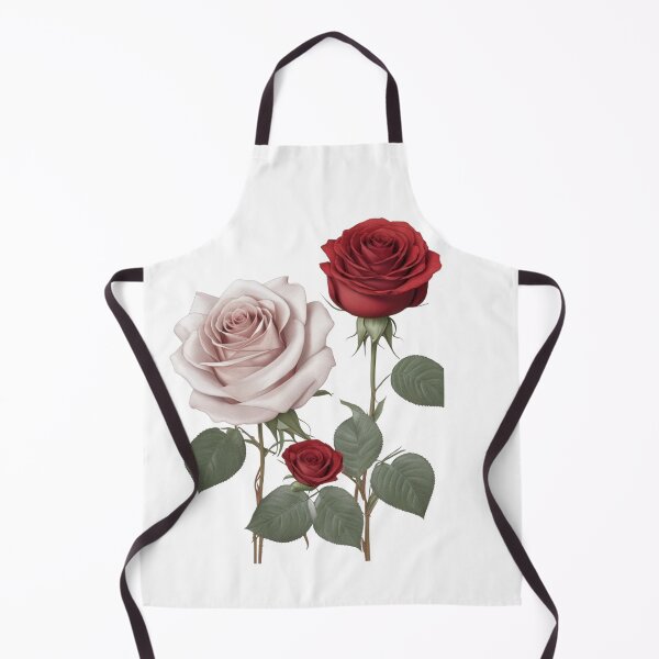 Item preview, 1 red and 1 cream Hybrid tea roses with a bud and sliver green leaves. designed and sold by Debsgiftware Ward.