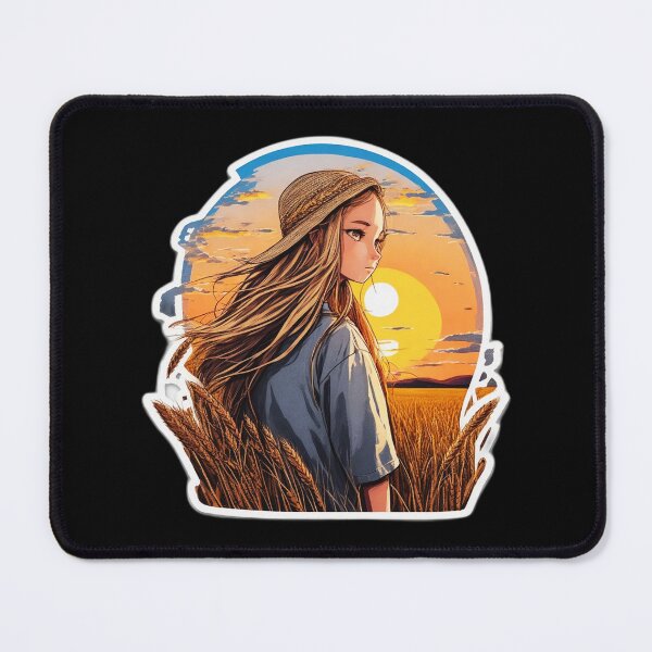 Item preview, Nostalgic Girl Watching Sunset over Wheat Field designed and sold by Ridiculam Toga.