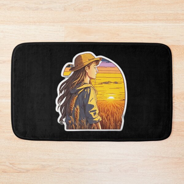 Item preview, Traveler Girl Watching Retro Sunset over Wheat Field designed and sold by Ridiculam Toga.