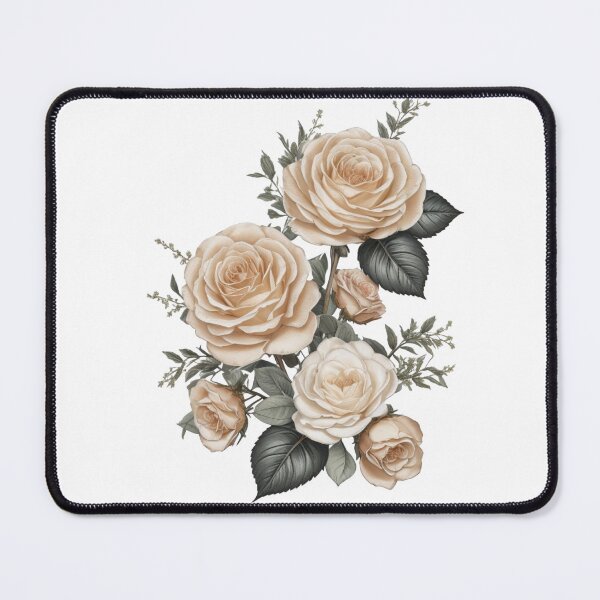 Item preview, cream Floribunda roses with a buds and sliver green leaves. designed and sold by Debsgiftware Ward.