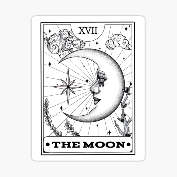 The Moon tarot card Sticker for Sale by itz-me-kana