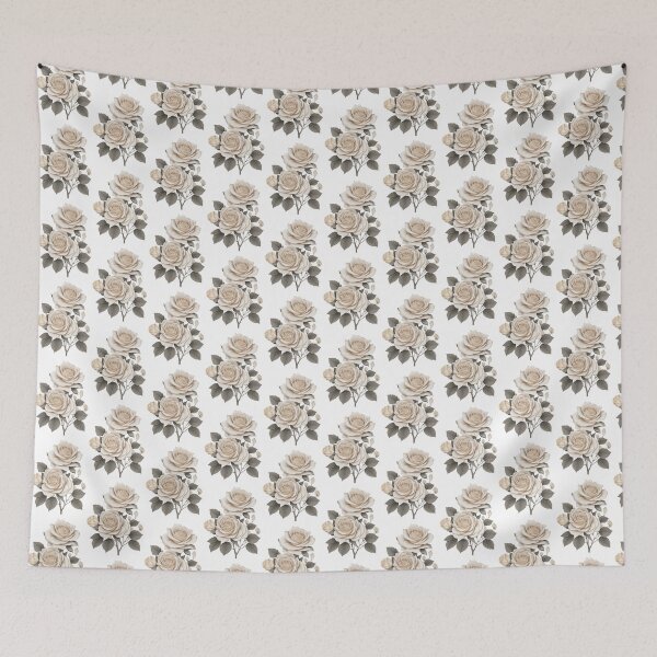 Item preview, 2  cream Hybrid tea roses with buds and sliver green leaves. designed and sold by Debsgiftware Ward.
