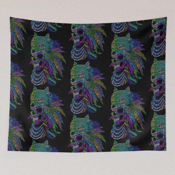 Item preview, colorful wolf head, wolf head decoration, huichol wolf designed and sold by GreyStanzione1.