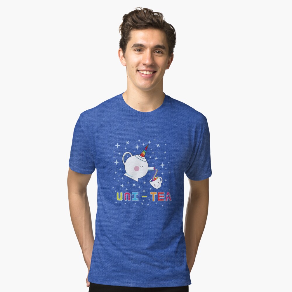 Uni-Tea - Cute Unity Rainbow Tea Pot & Cup Tri-blend T-Shirt