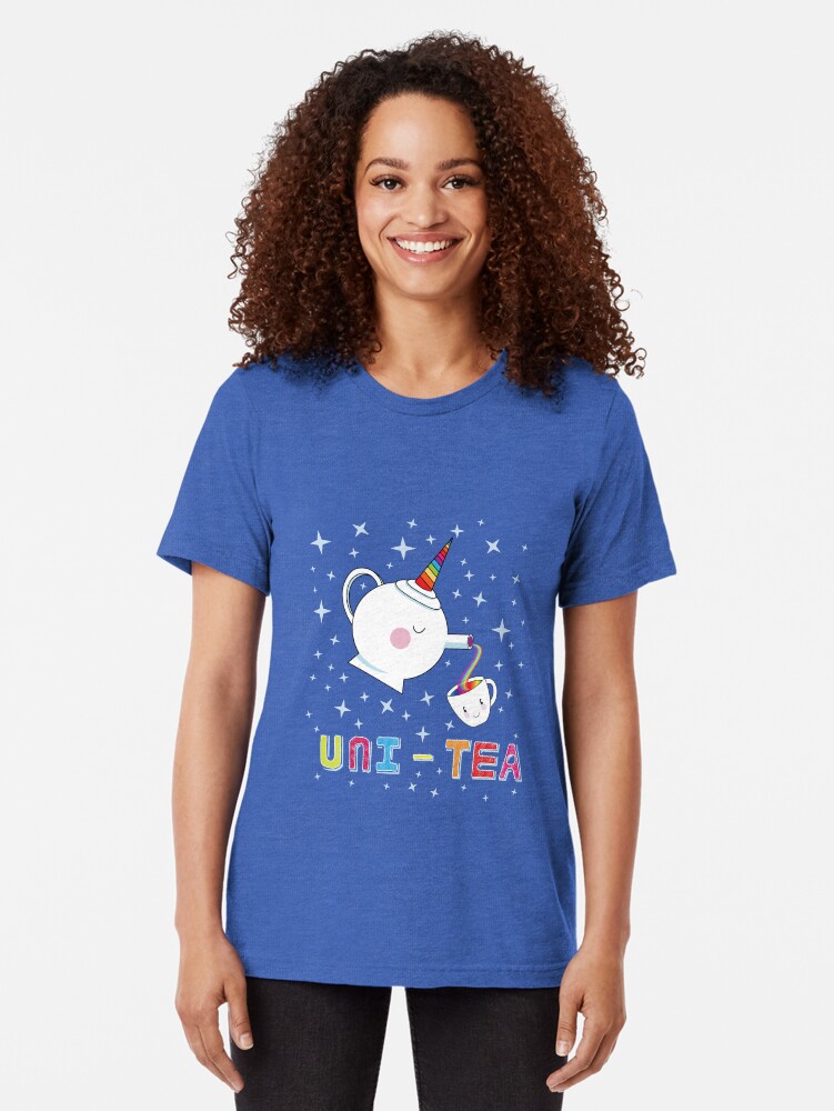 Alternate view of Uni-Tea - Cute Unity Rainbow Tea Pot & Cup Tri-blend T-Shirt