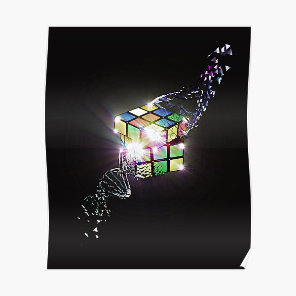 Rubik Cube Shattered Dna Strand Awesome Design T Shirt Poster For