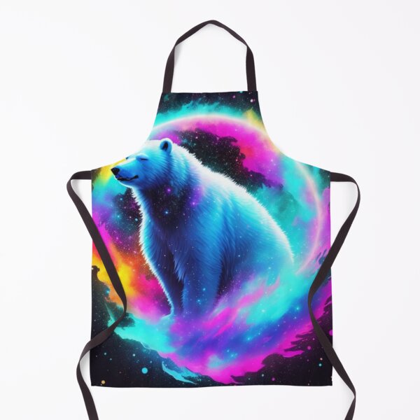Aperçu de l'œuvre Star Aventure de l'ours polaire. Galaxie multicolore. Aura magique et lumineuse créée et vendue par BRINDELEGARD.