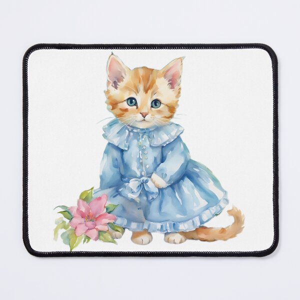 Item preview, Cute ginger kitten in a blue dress designed and sold by SophieClimaArt.