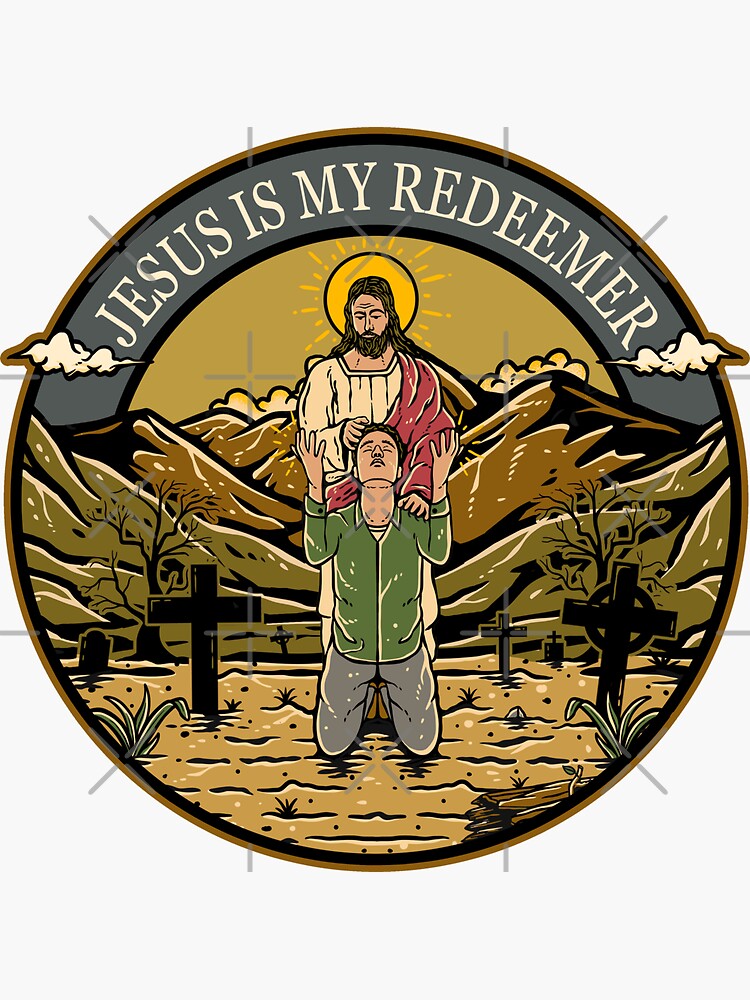 Thumbnail 3 of 3, Sticker, Jesus Is My Redeemer designed and sold by ChristlikeMerch.