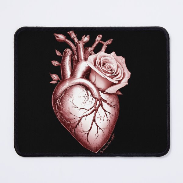 Item preview, Anatomical heart with flowers roses MAGENTA professional design designed and sold by LessStressNerd.
