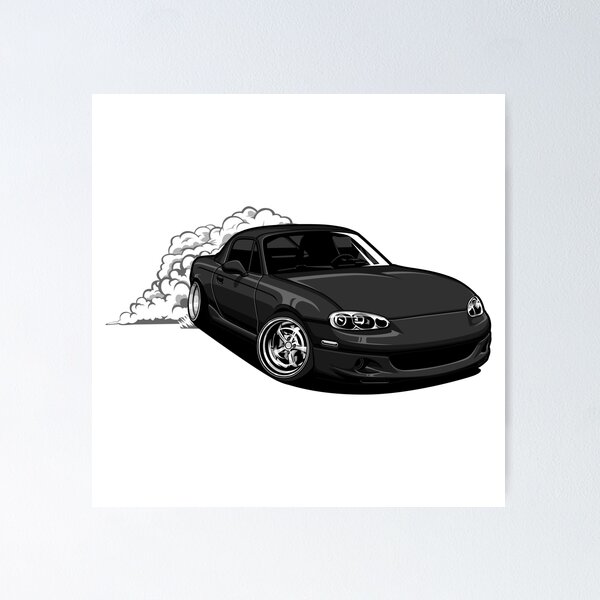 Artikelvorschau, Mazda Miata Drift Schwarz - Aufkleber entworfen und verkauft von vektoranda.