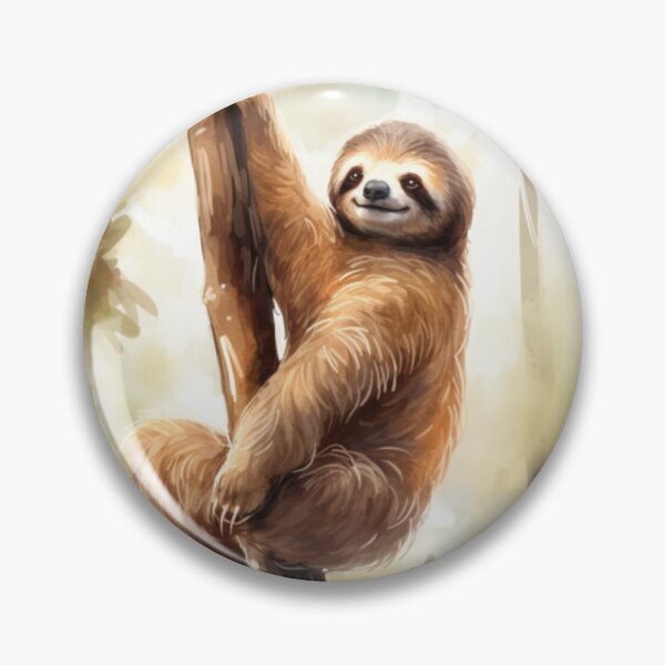 Item preview, Sloth watercolor on branch in forest designed and sold by QTmals.
