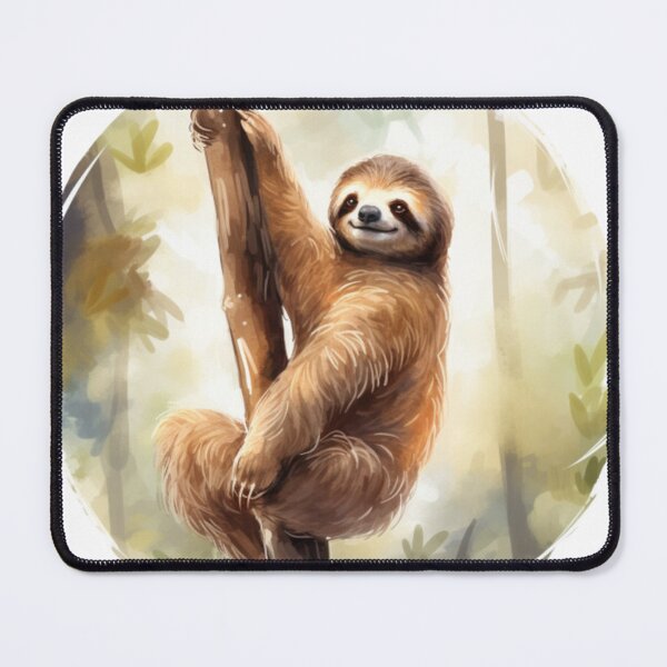 Item preview, Sloth watercolor on branch in forest designed and sold by QTmals.