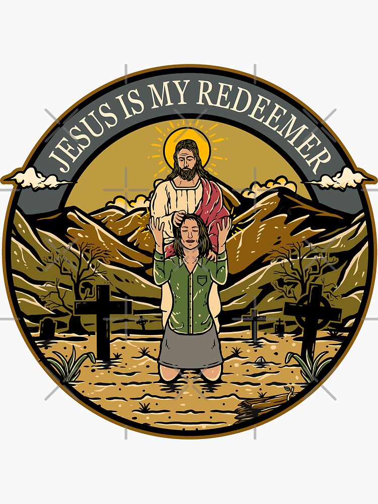 Thumbnail 3 of 3, Sticker, Jesus Is My Redeemer designed and sold by ChristlikeMerch.