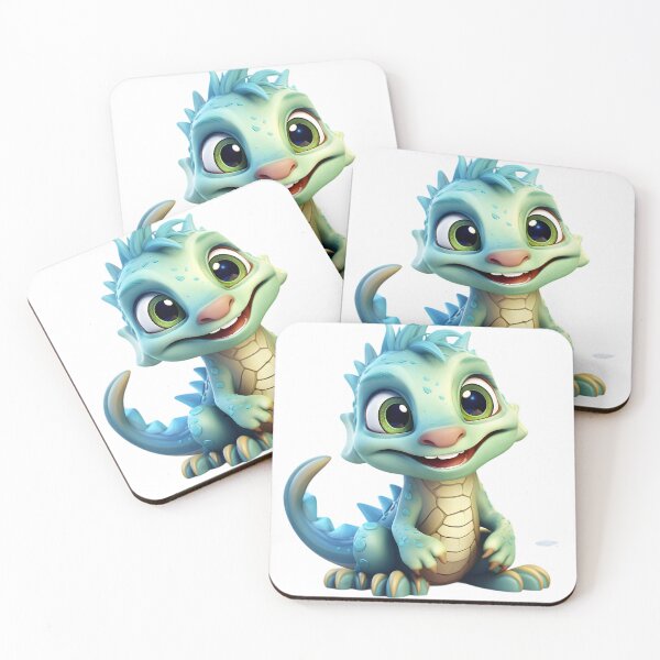Item preview, Cartoon of very cute baby dragon in light azure designed and sold by AI-Only Creations.