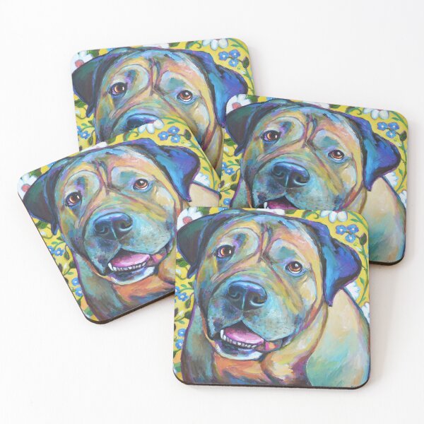 Item preview, Colorful BULL MASTIFF with Flowers designed and sold by RobertPhelpsArt.
