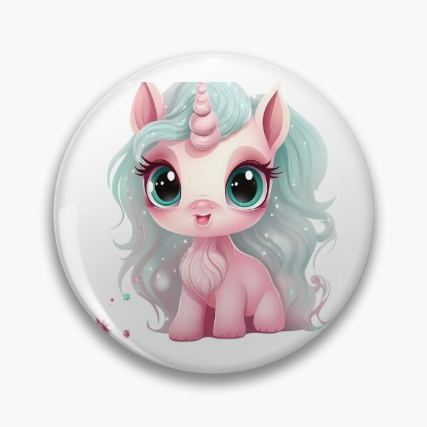 Item preview, A cute unicorn with shiny eyes in light turquoise and pink designed and sold by AI-Only Creations.