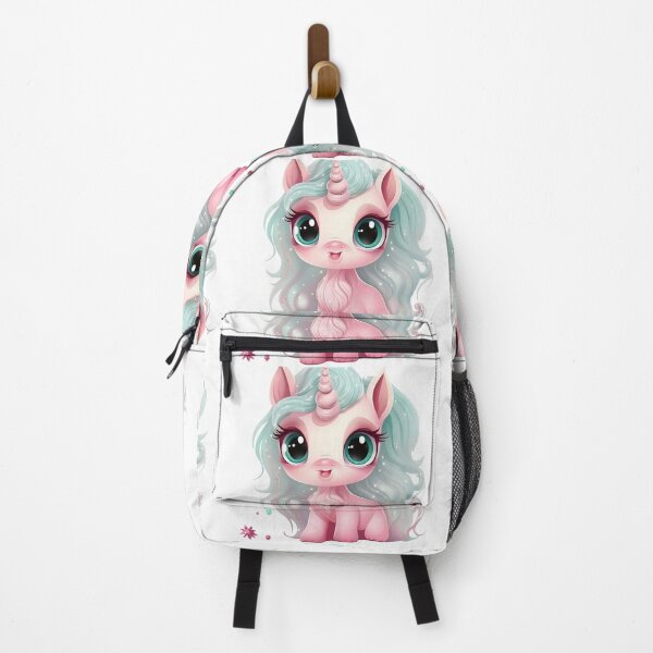 Item preview, A cute unicorn with shiny eyes in light turquoise and pink designed and sold by AI-Only Creations.
