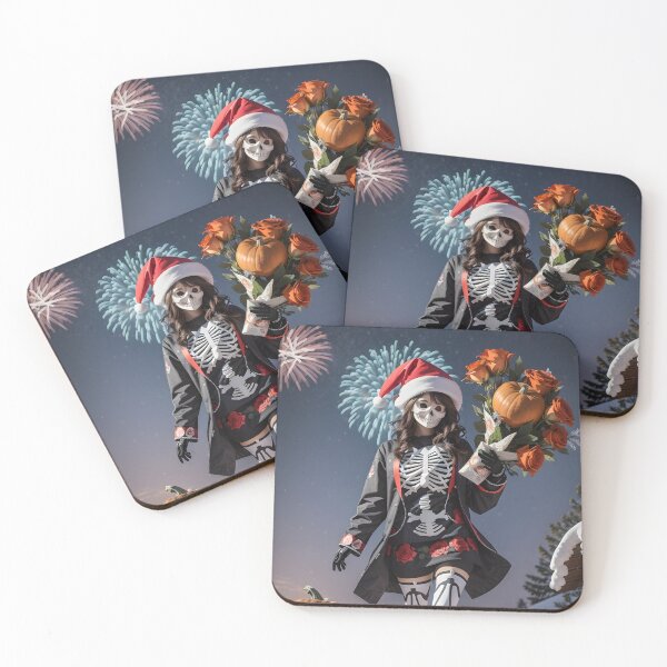Item preview, "Seasonal Splendor: A Beautiful Girl Celebrates Halloween, Christmas, Valentine's, and New Year's in One Enchanting Scene" designed and sold by ratchawoot.