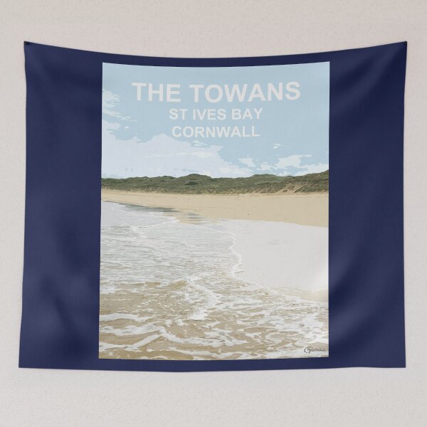Item preview, The Towans St Ives Bay Cornwall. Cornish gift Kernow Travel location poster, St Austell designed and sold by BarbaraGlebska.