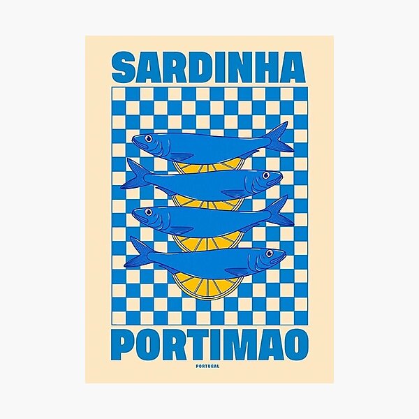 Item preview, kitchen wall art, fish art, food illustration, sardines, food art, kitchen art, sardine print, food print, portugal designed and sold by peachcakecanvas.