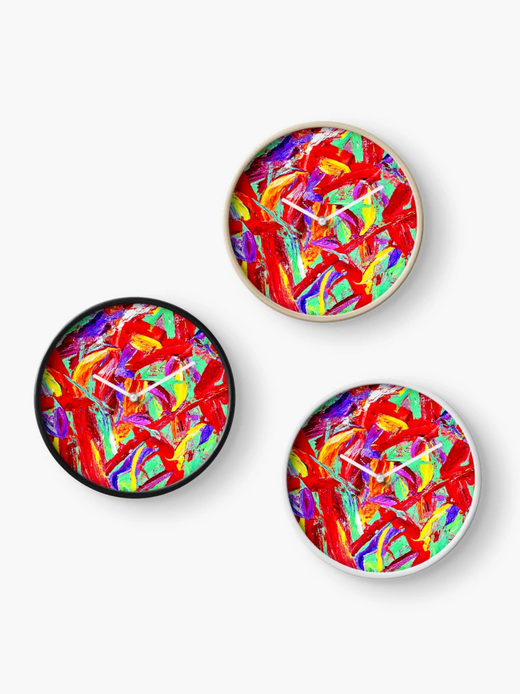 Thumbnail 3 of 4, Clock, Vivid Abstract Pattern designed and sold by Health And Fitness Posts e-Store.