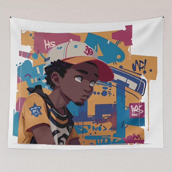 Item preview, Black Kid in front of Graffiti Background designed and sold by execc.
