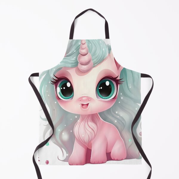 Item preview, A cute unicorn with shiny eyes in light turquoise and pink designed and sold by AI-Only Creations.