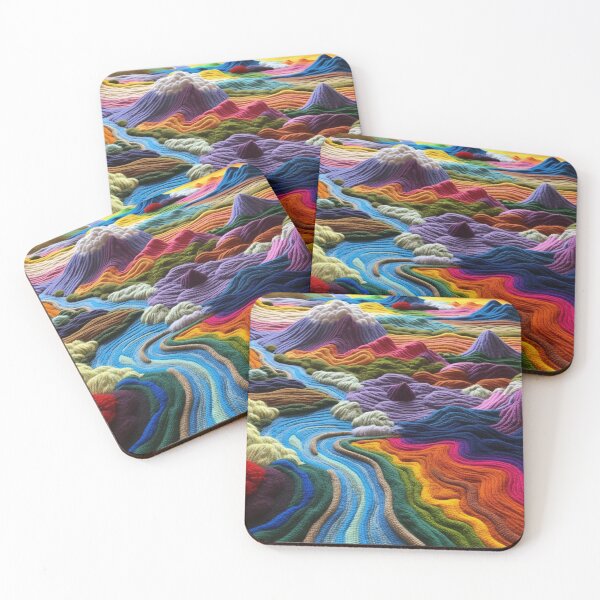 Item preview, Colorful Landscape with Mountain and River Crochet designed and sold by aweartome.