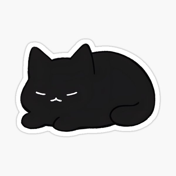 Black Kawaii Cute Anime Cat Sticker for Sale by Darcekar