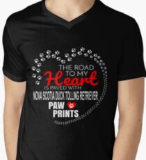 The Road To My Heart Is Paved With Nova Scotia Duck Tolling Retriever Paw Prints - Gift For Passionate Nova Scotia Duck Tolling Retriever Dog Owners Men's V-Neck T-Shirt