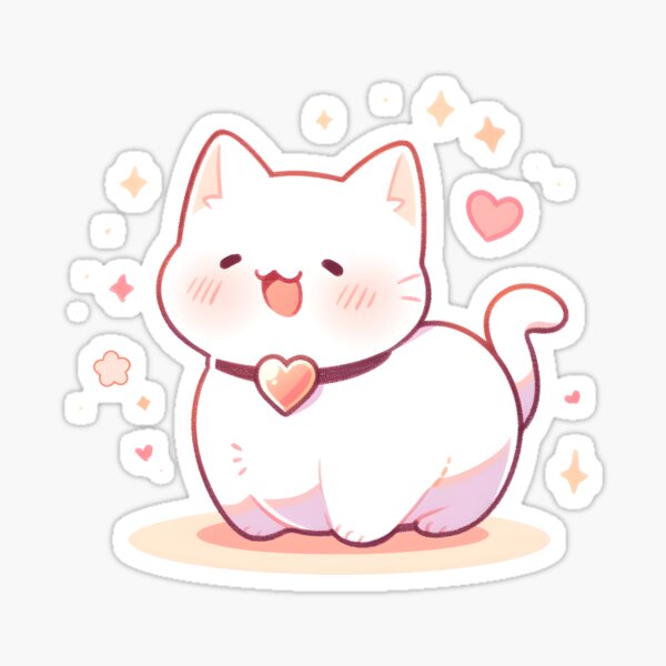 Cute happy white little chibi Kawaii baby kitten' Sticker