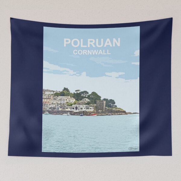 Item preview, Polruan River Fowey Cornwall. Cornish gift Kernow Travel location poster, St Austell designed and sold by BarbaraGlebska.
