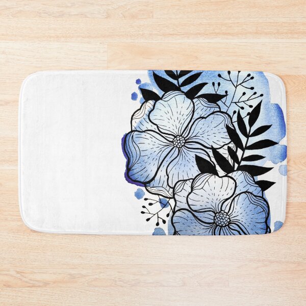 Item preview, Dark Blue Watercolor Flowers Duda designed and sold by BEATRIZKOBORI.