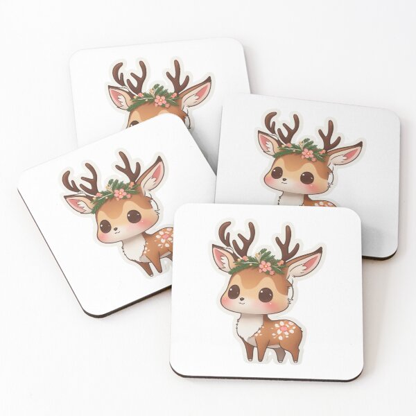 Item preview, Clipart of a floral kawaii deer.  designed and sold by Vegasstickers.
