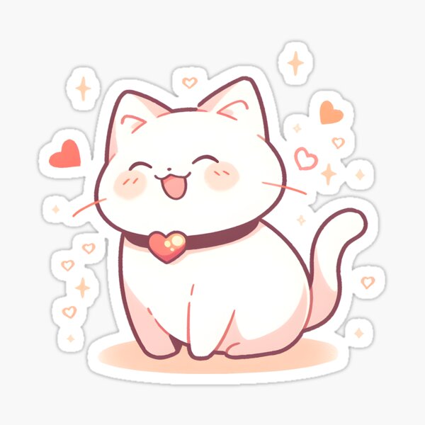 Black Kawaii Cute Anime Cat Sticker for Sale by Darcekar