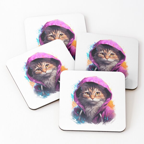 Artikelvorschau, Illustration einer süßen Katze in einem Kapuzenpullover entworfen und verkauft von ENTERBOX.