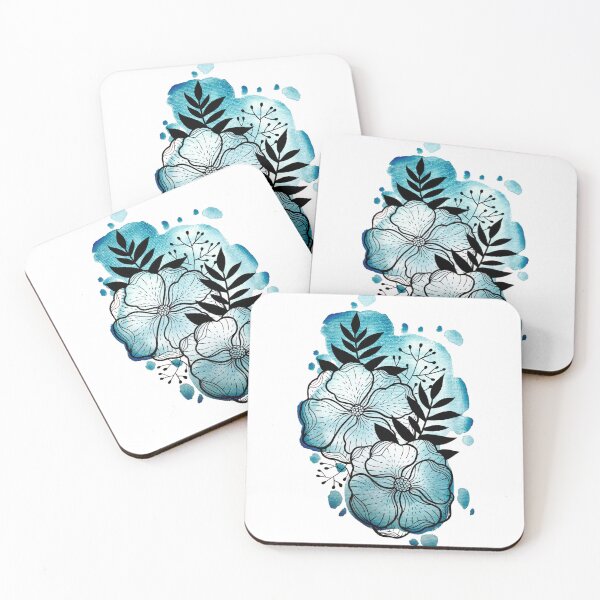 Item preview, Turquoise Watercolor Flowers Duda designed and sold by BEATRIZKOBORI.