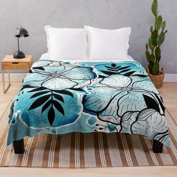 Item preview, Turquoise Watercolor Flowers Duda designed and sold by BEATRIZKOBORI.