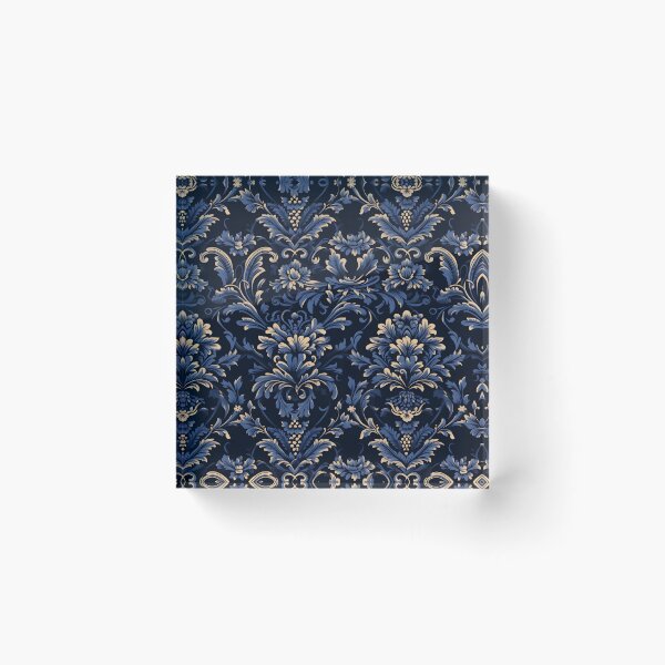 Artikelvorschau, Blau-beige-schwarzes Damastmuster entworfen und verkauft von NolineXpression.