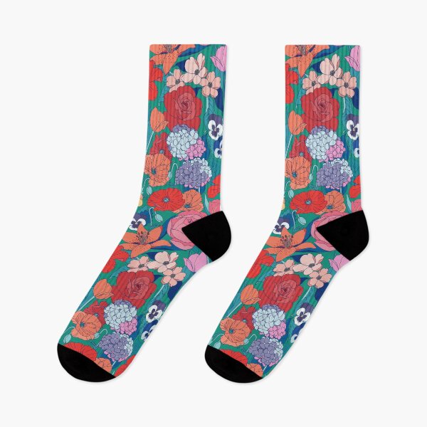 Item preview, Posy Party - on teal green  designed and sold by Perrin Le Feuvre.