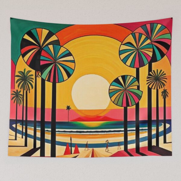 Item preview, Palms on beach at sunset designed and sold by George Hutton Hunter.