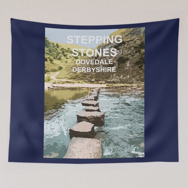 Item preview, Stepping Stones Dovedale Derbyshire Peak District. Travel location poster designed and sold by BarbaraGlebska.