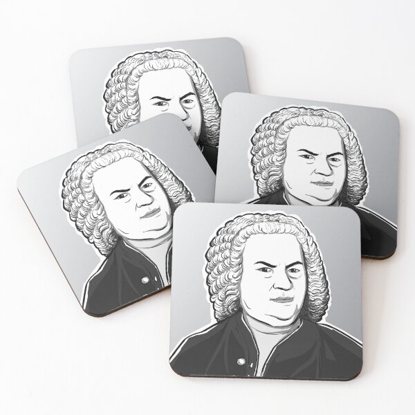 Item preview, Johann Sebastian Bach portrait in black white and silver designed and sold by Bach4you.