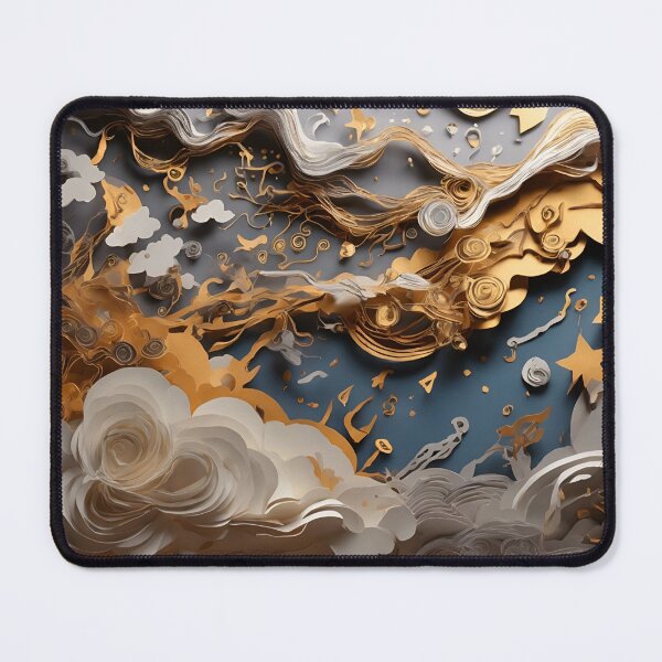 Item preview, Paper Art - Golden-Silver Sky covered with Rain and Thunder designed and sold by AiArtNovi.