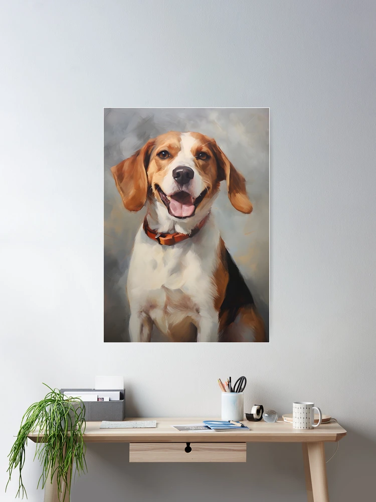 16x20 Beagle Detective Funny Dog Portrait Watercolor Oil Painting Wall Art on sale Print